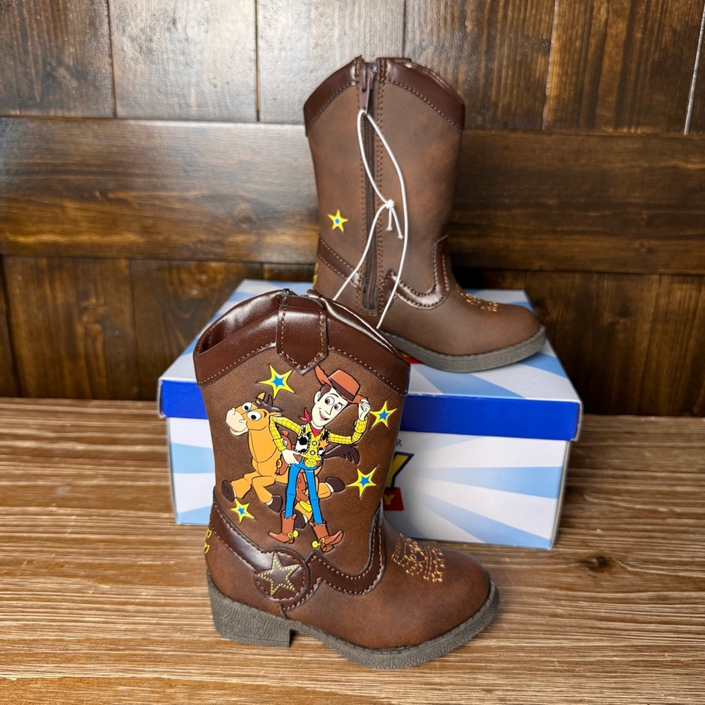 Disney Toy Story 4 Woody Toddler Size 5M Brown Zip Cowboy Western Boots - Picture 1 of 6